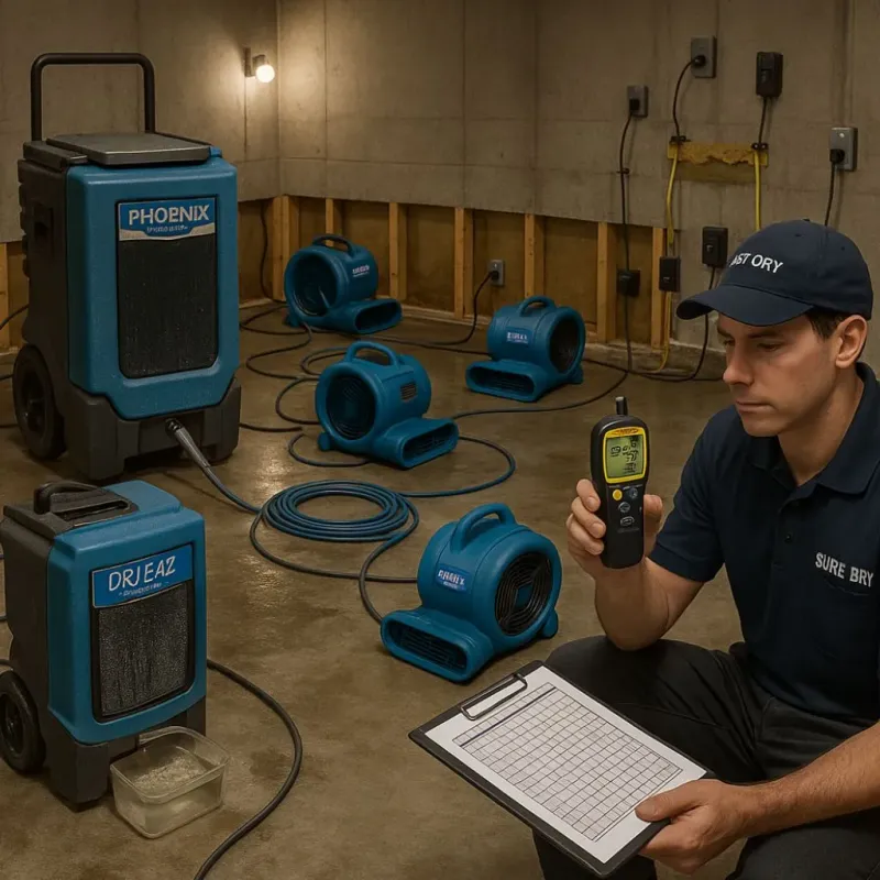Structural Drying and Dehumidification process in Dodge County, MN